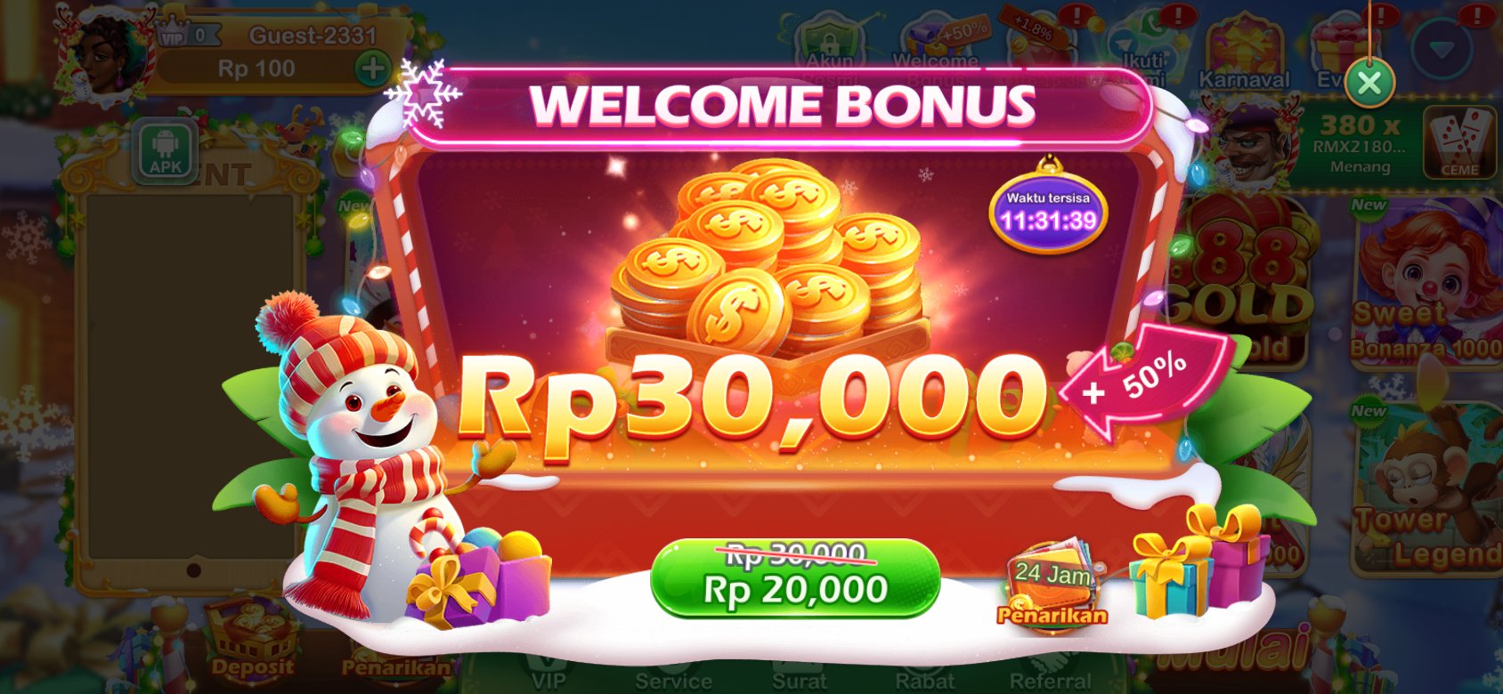 Bonus selamat datang idr777 dengan tambahan 50% pada deposit pertama Anda.